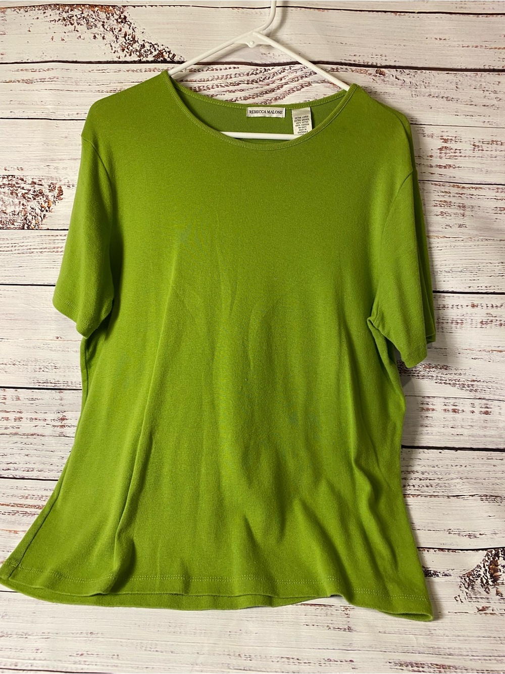 Rebecca Malone Lime Green Short Sleeve Crewneck Top Sz-XL